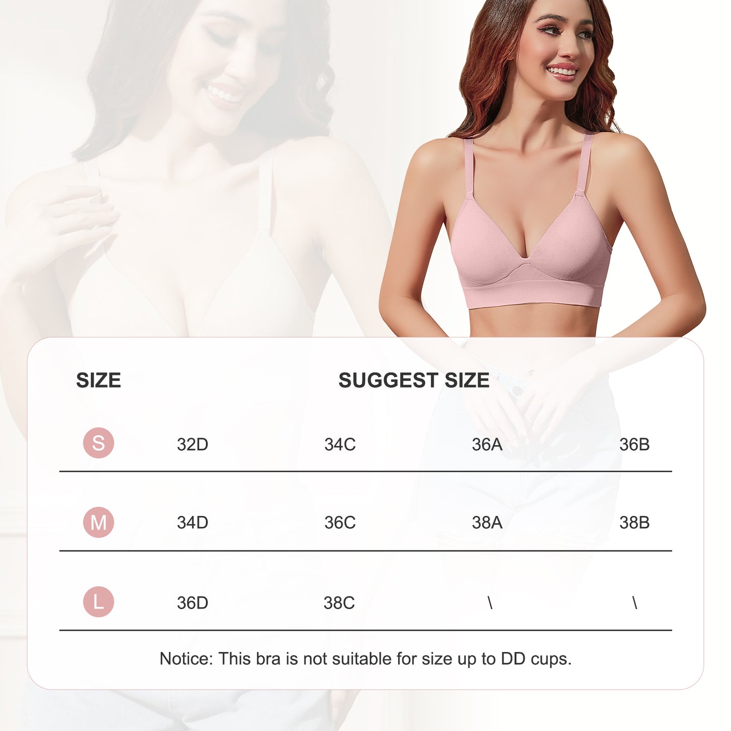 Eleplus 3 Pieces Deep V Wireless Bras for Women Seamless Comfy Bralettes Lightly Lined Multicolors Pack