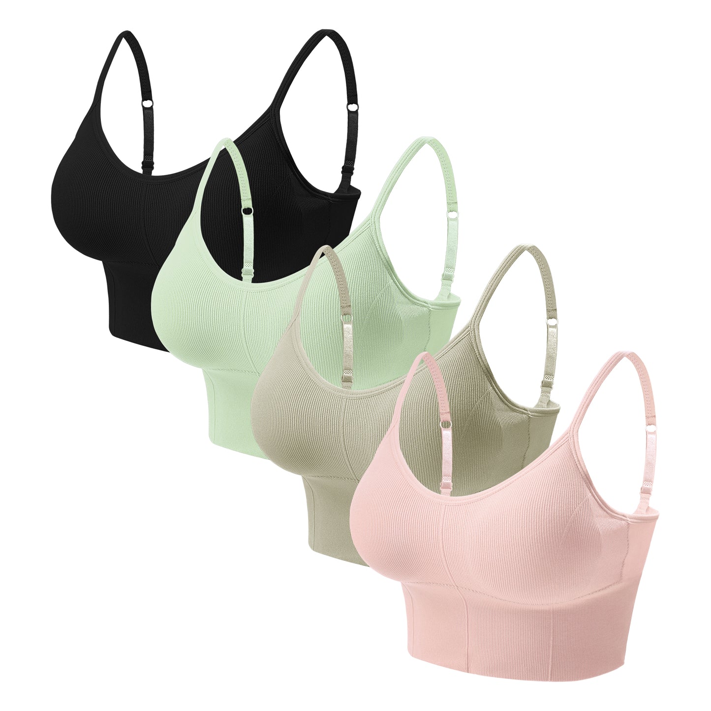 Eleplus 4 Pieces Comfy Sleep Bra for Women Cami Lounge Bra Wirefree Padded Bralettes Longline Pack of 4