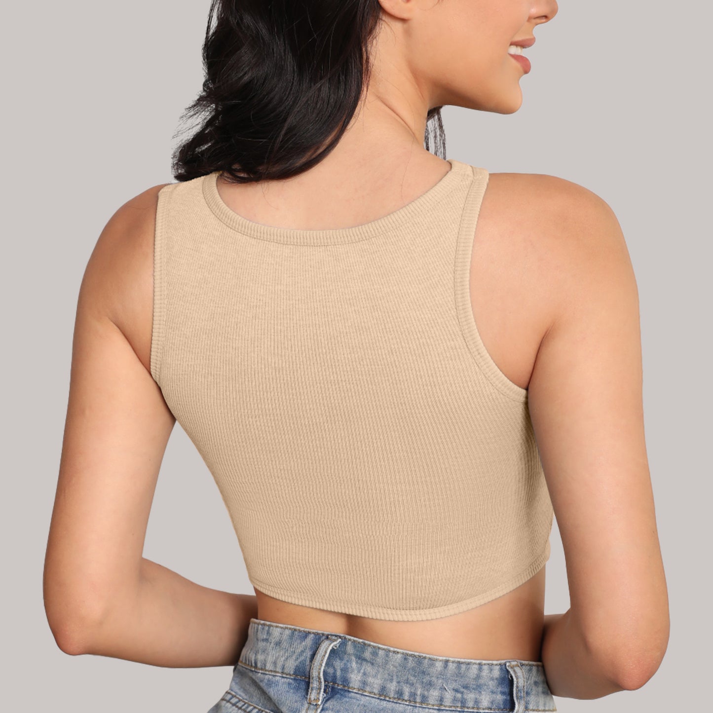 Eleplus 2 Pieces High Neck Workout Crop Tops for Women Basic Sleeveless Ribbed Tank Top Cami Yoga Sports Bras Pack
