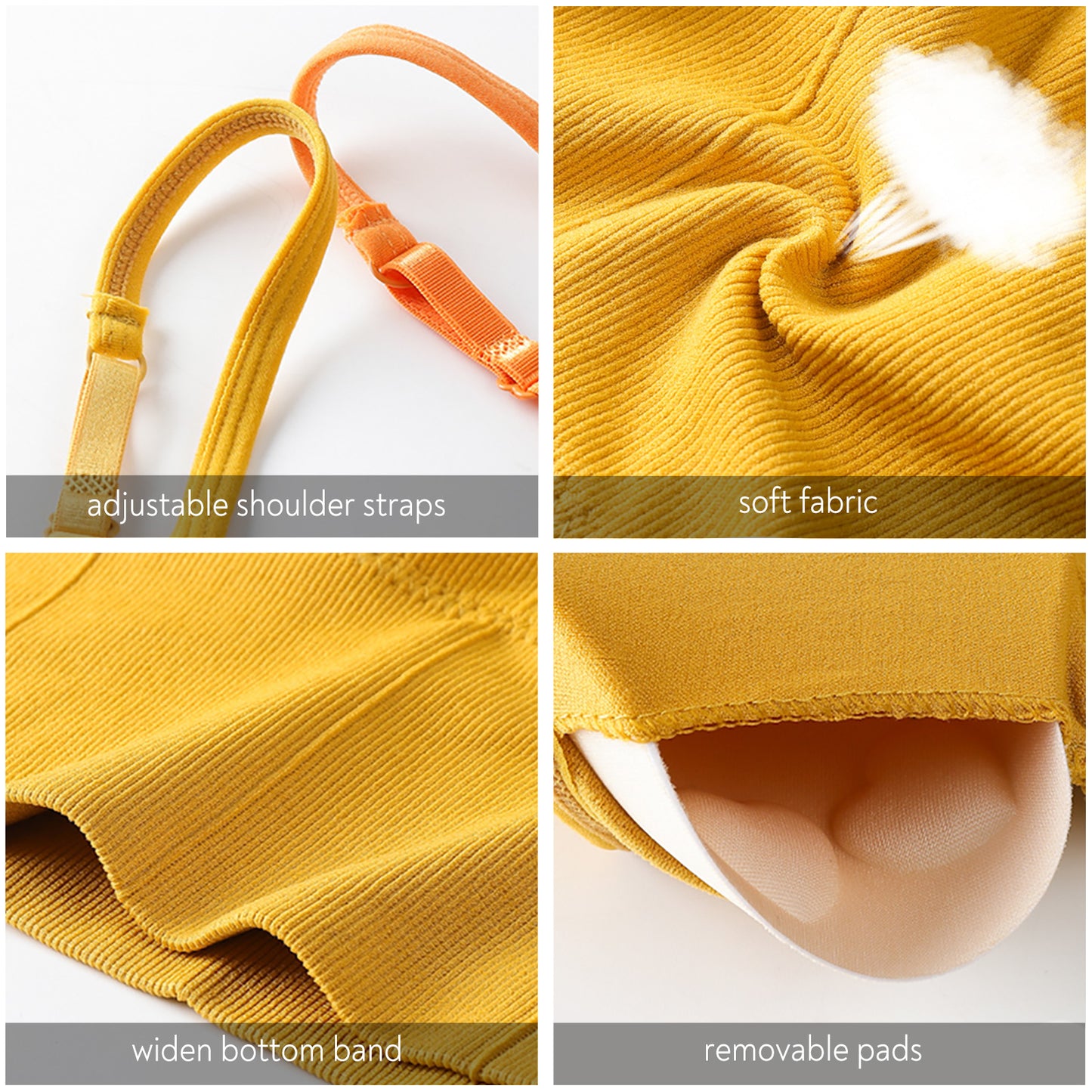 Eleplus 4 Pieces Comfy Sleep Bra for Women Cami Lounge Bra Wirefree Padded Bralettes Longline Pack of 4