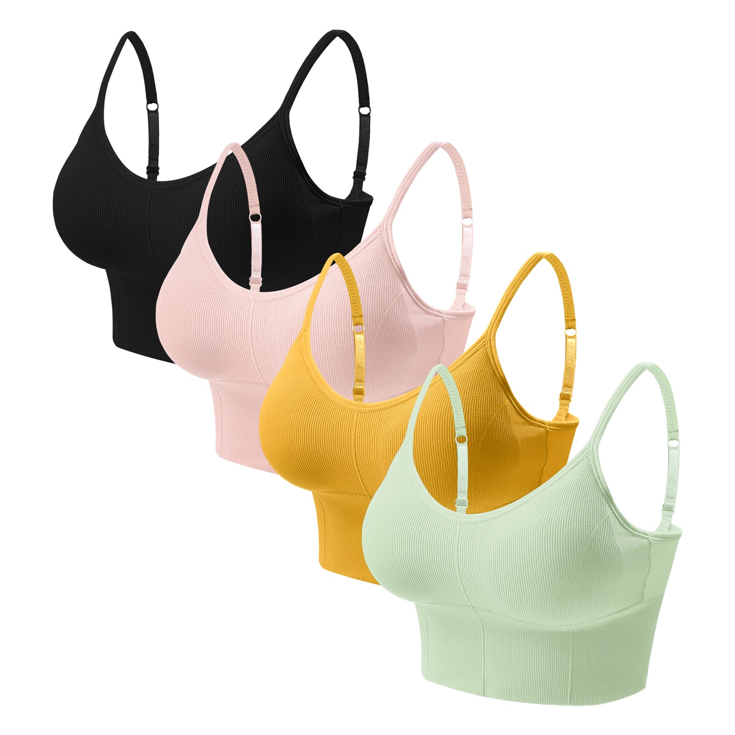 Eleplus 4 Pieces Comfy Sleep Bra for Women Cami Lounge Bra Wirefree Padded Bralettes Longline Pack of 4