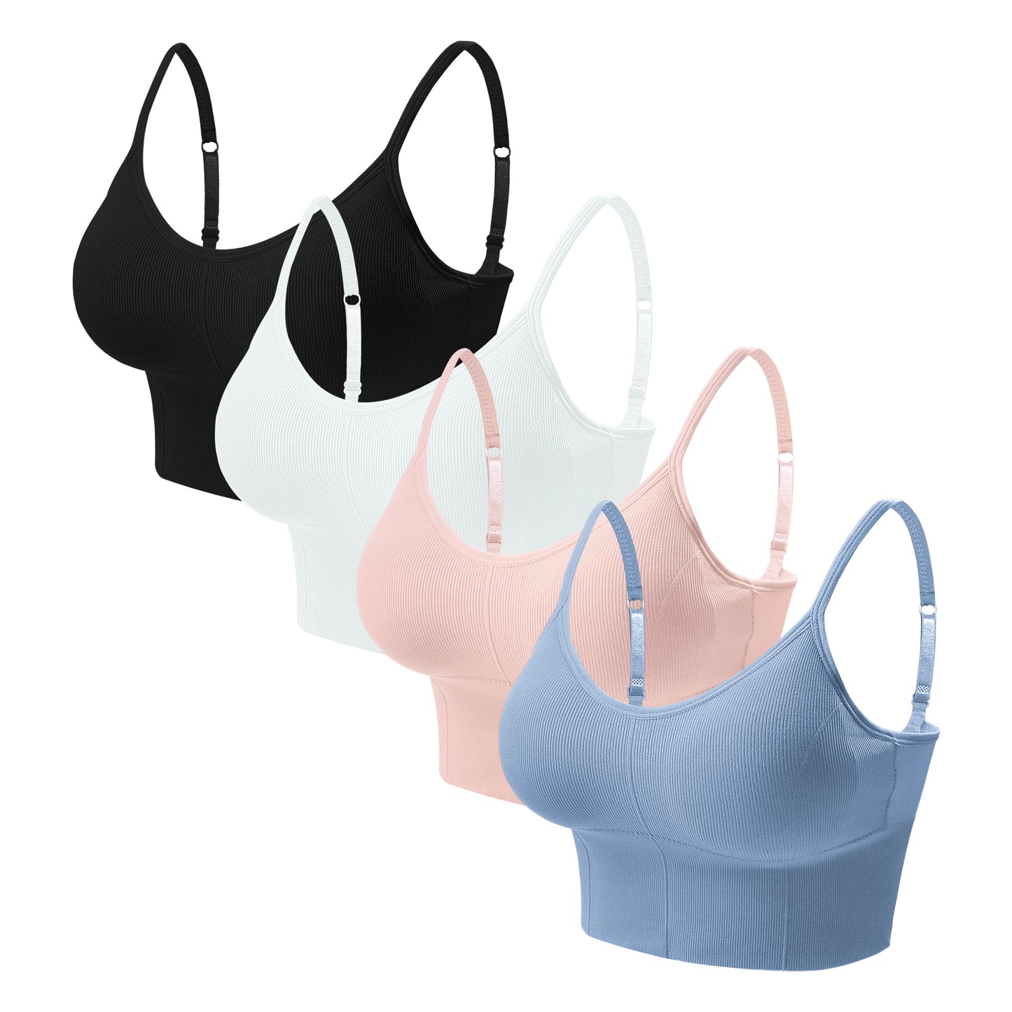 Eleplus 4 Pieces Comfy Sleep Bra for Women Cami Lounge Bra Wirefree Padded Bralettes Longline Pack of 4