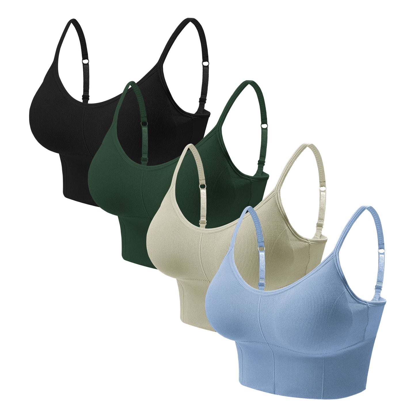 Eleplus 4 Pieces Comfy Sleep Bra for Women Cami Lounge Bra Wirefree Padded Bralettes Longline Pack of 4