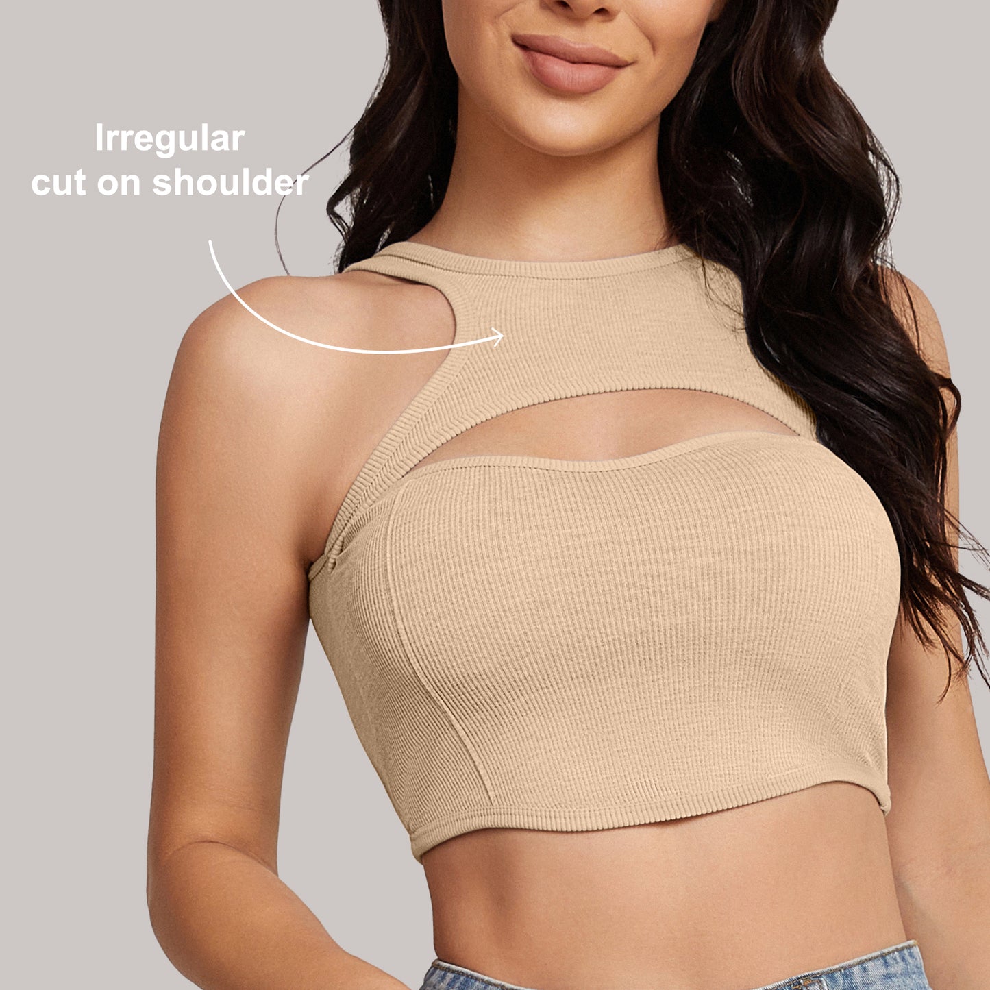 Eleplus 2 Pieces High Neck Workout Crop Tops for Women Basic Sleeveless Ribbed Tank Top Cami Yoga Sports Bras Pack