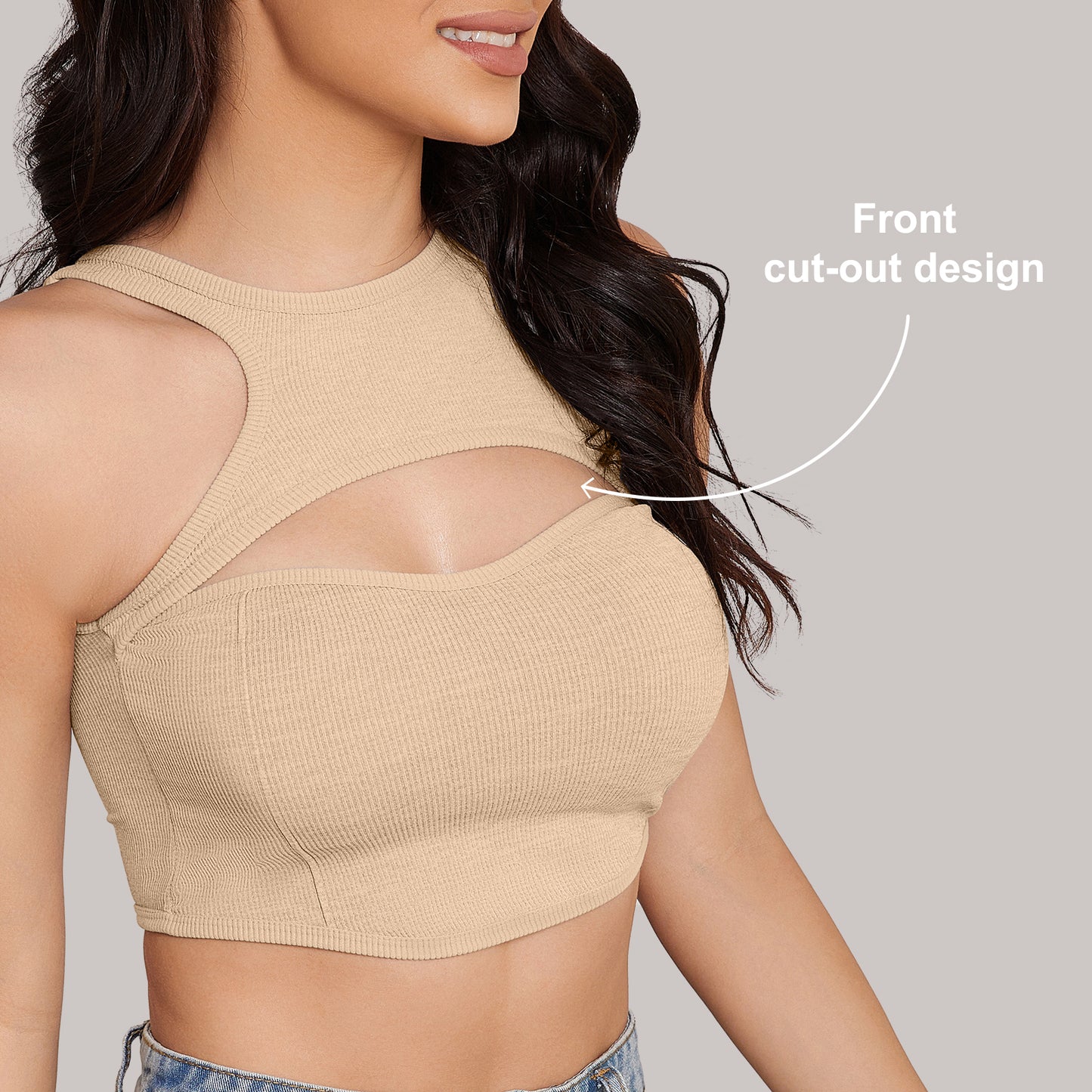Eleplus 2 Pieces High Neck Workout Crop Tops for Women Basic Sleeveless Ribbed Tank Top Cami Yoga Sports Bras Pack