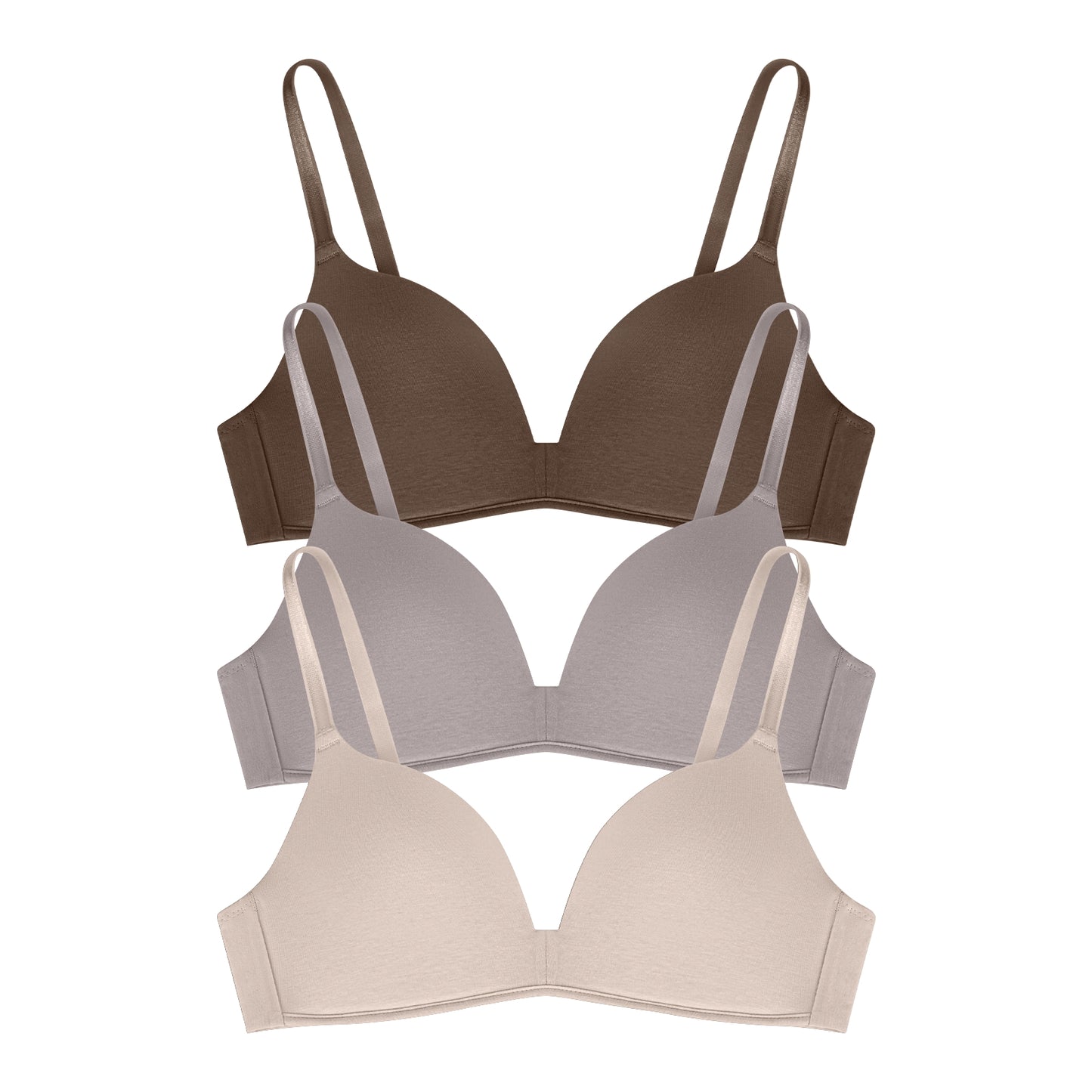 Eleplus 3 Pieces Lightly Lined Wireless Bras Womens Comfy T Shirt Bra Pack