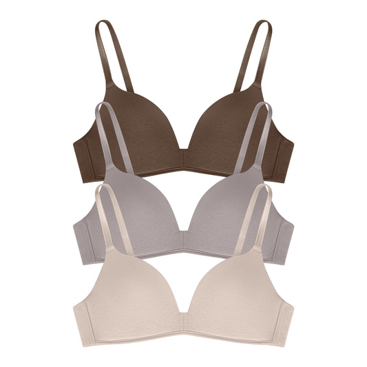 Eleplus 3 Pieces Lightly Lined Wireless Bras Womens Comfy T Shirt Bra Pack