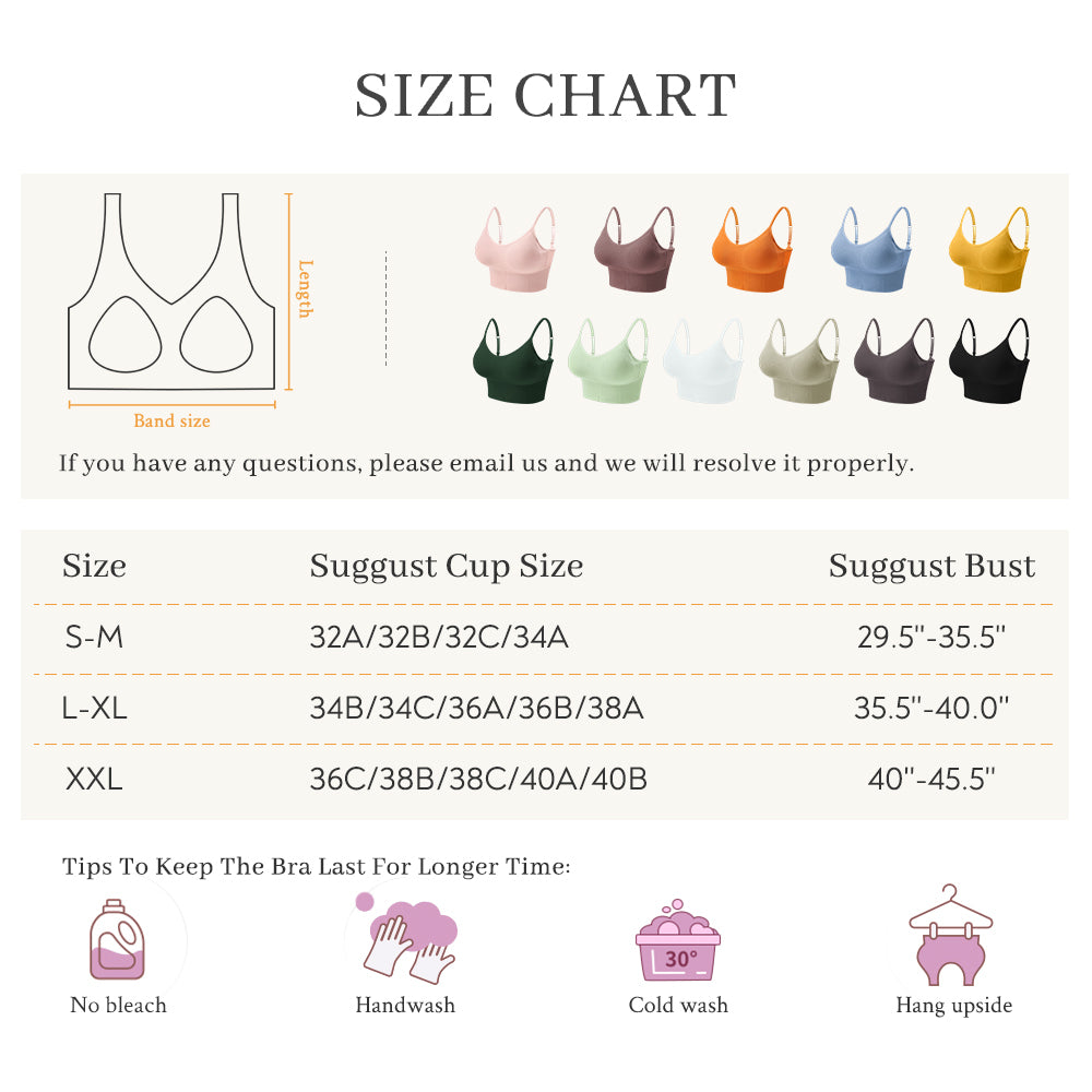 Eleplus 4 Pieces Comfy Sleep Bra for Women Cami Lounge Bra Wirefree Padded Bralettes Longline Pack of 4