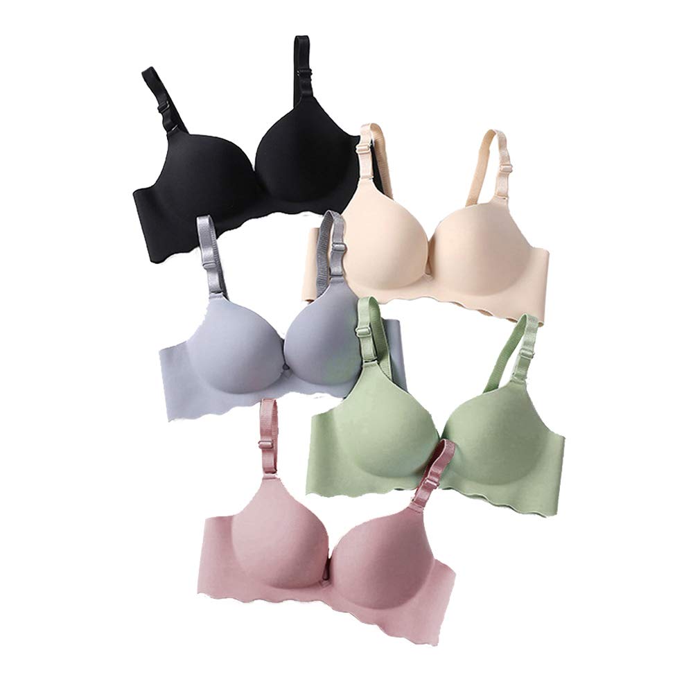 Eleplus Pack of 5 Women Comfort No Wire Bras Seamless No Show Bra Pack