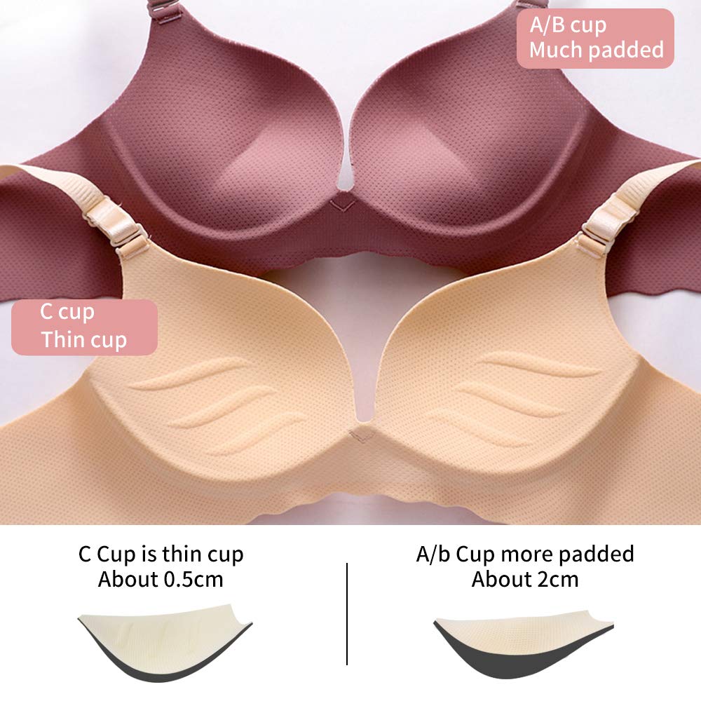 Eleplus Pack of 5 Women Comfort No Wire Bras Seamless No Show Bra Pack