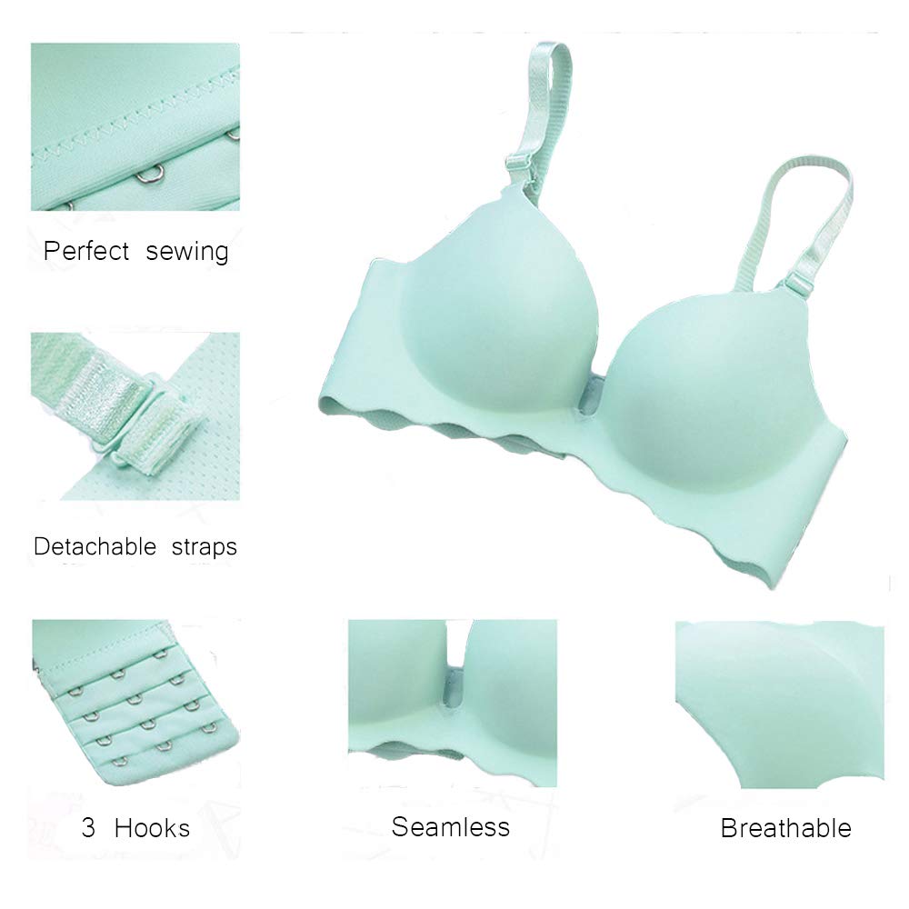 Eleplus Pack of 5 Women Comfort No Wire Bras Seamless No Show Bra Pack